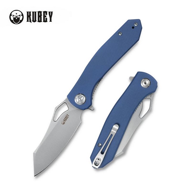 Kubey Drake Flipper Folding Knife, D2 Steel, G10 Blue, KU310E