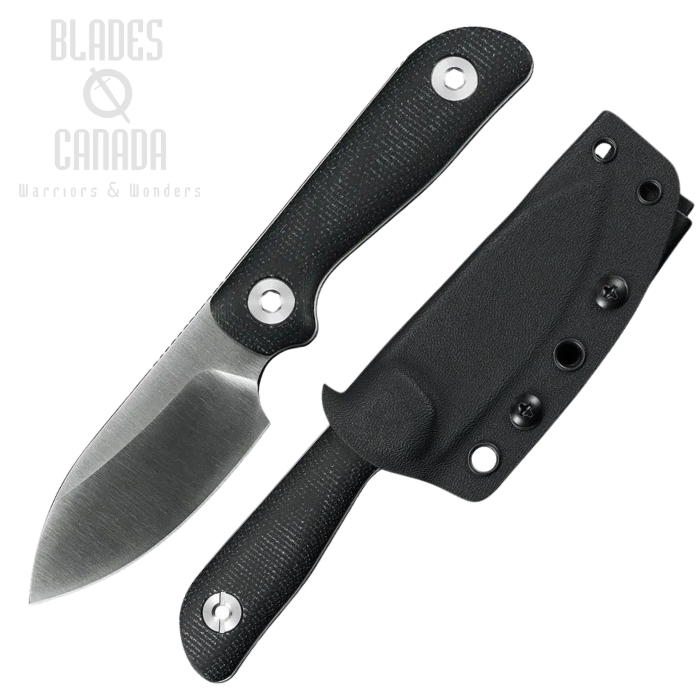Kunwu Stiffy P Fixed Blade Knife, VABADUS8 Satin, Micarta Black, Kydex Sheath, F705BK-2