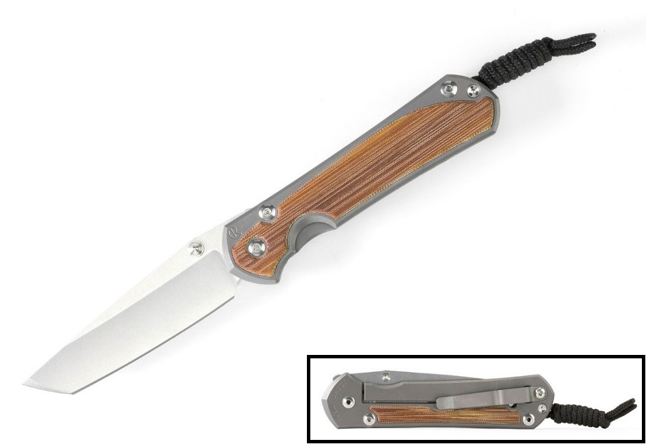 Chris Reeve Large Sebenza 31 Tanto Framelock Folding Knife, MagnaCut, Natural Micarta