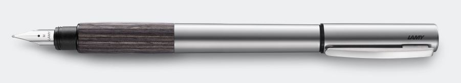 Lamy Accent Fountain Pen - Aluminum With Grey Wood Grip - Click Image to Close