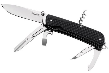 Ruike LD31-B Trekker Folding Knife/Multi-Tool, 12C27 Sandvik, G10 Black, LD31-B