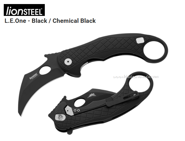 Lion Steel LE1 A BB L.E. One Flipper Framelock Karambit, MagnaCut Black, Wave Opening