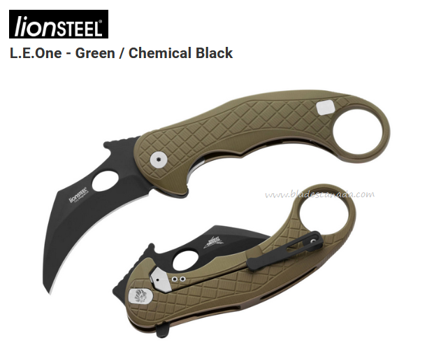 Lion Steel LE1 A GB L.E.One Flipper Framelock Karambit, MagnaCut Black, Wave Opening