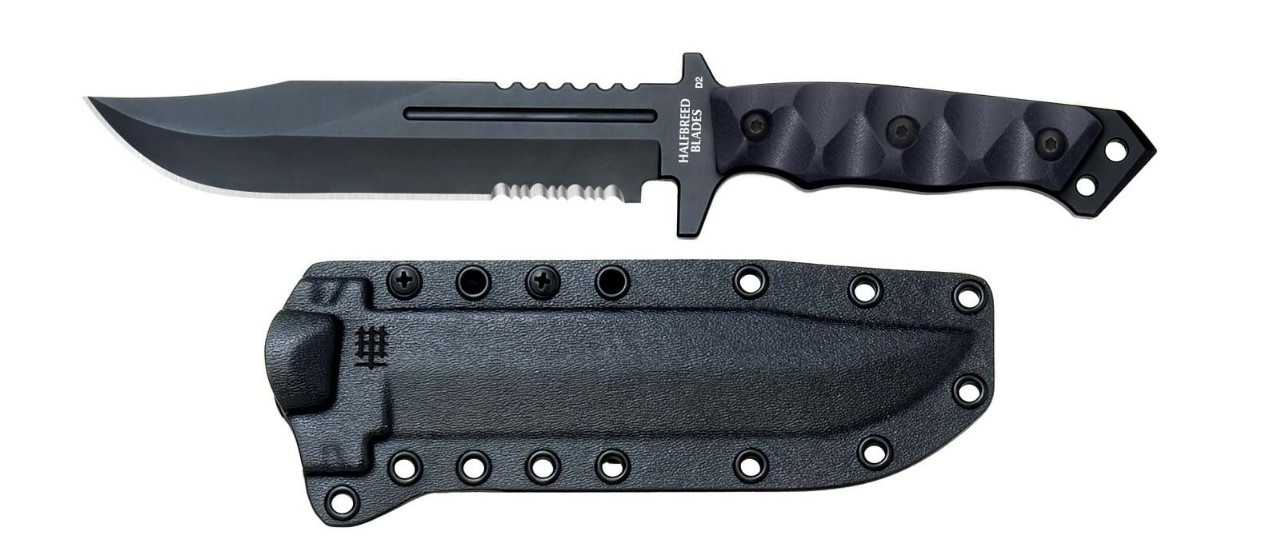 Halfbreed Large Infantry Fixed Blade Knife Gen 2, K110 Black, G10 Black, LIK-01 BLK G2