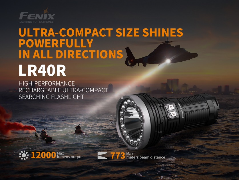Fenix LR40R Compact Searchlight Flashlight - 12000 Lumens - Click Image to Close