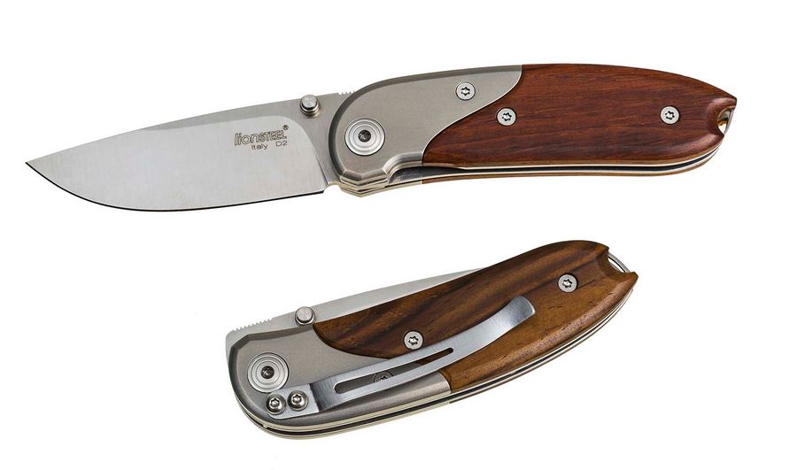 Lion Steel 8200 ST Mini Folding Knife, D2 Steel, Santos Mahagony