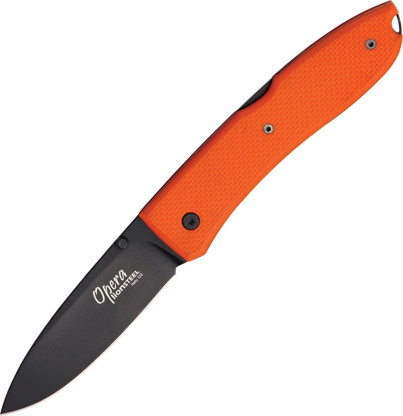 Lion Steel Big Opera Folding Knife, D2 Black, G10 Orange, LST8810BOR