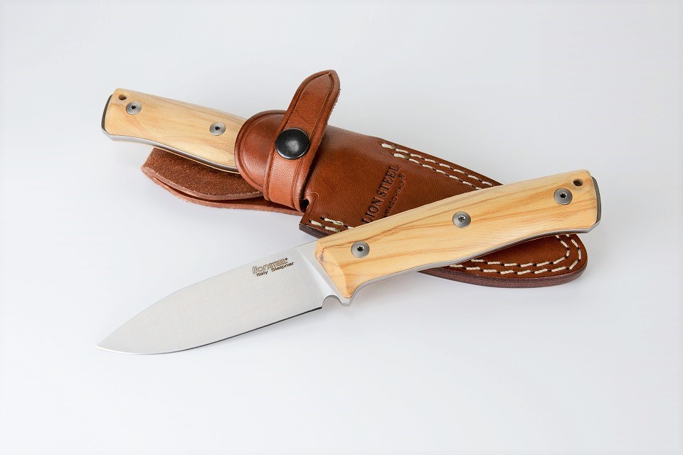 Lion Steel B35 UL Slepiner Fixed Blade Knife, Olive Wood, Leather Sheath, LSTB35UL - Click Image to Close