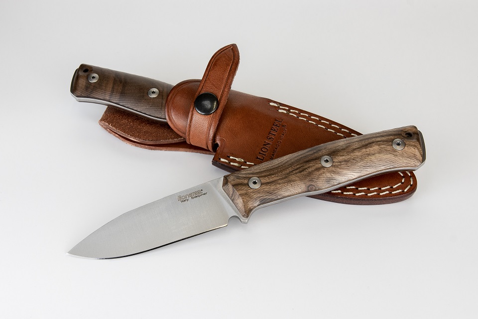 Lion Steel B35 WN Slepiner Fixed Blade Knife, Walnut Wood, Leather Sheath, LSTB35WN - Click Image to Close