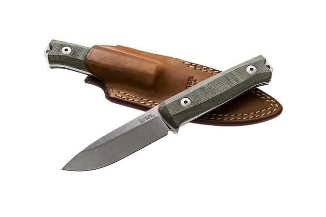 Lion Steel B40 CVG Fixed Blade Knife, Sleipner, Canvas Micarta, Leather Sheath, B40CVG