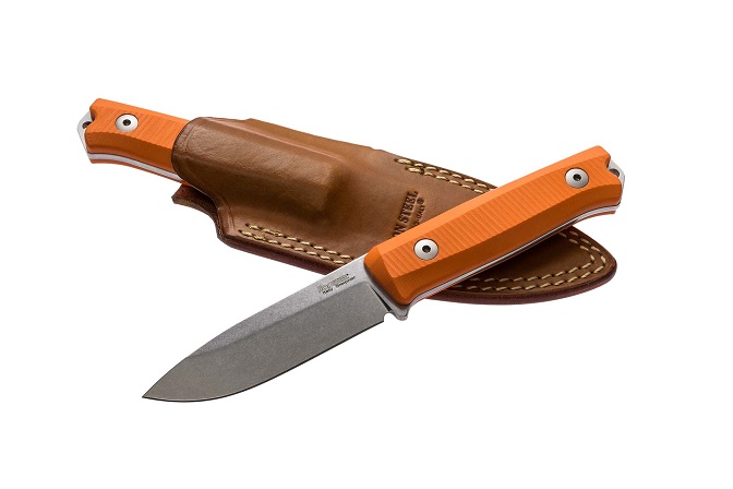 Lion Steel B40 GOR Fixed Blade Knife, Sleipner, G10 Orange, Leather Sheath, B40 GOR