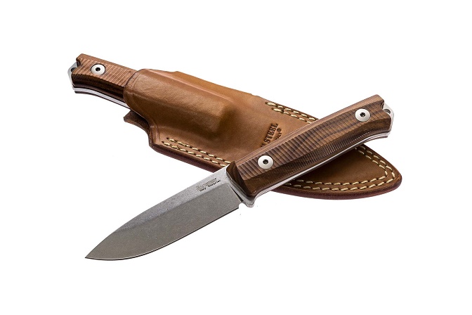 Lion Steel B40 ST Fixed Blade Knife, Sleipner, Santos Mahagony, Leather Sheath, B40 ST