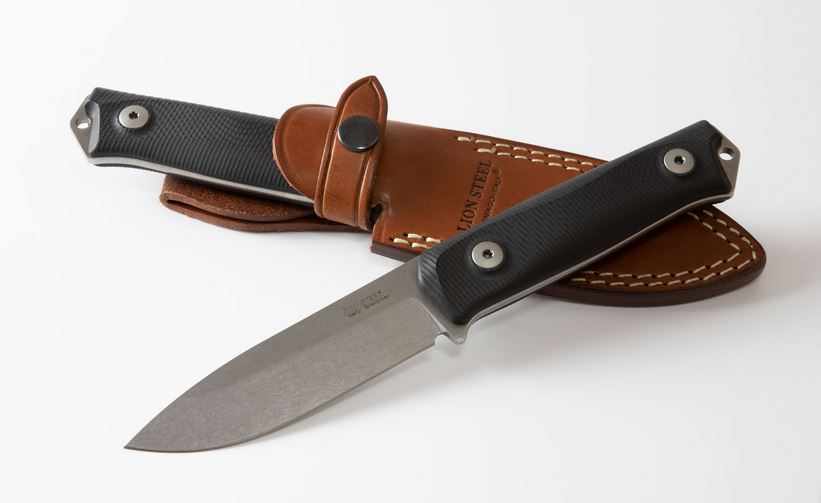 Lion Steel B41 GBK Fixed Blade Knife, Sleipner, G10 Black, Leather Sheath, B41 GBK