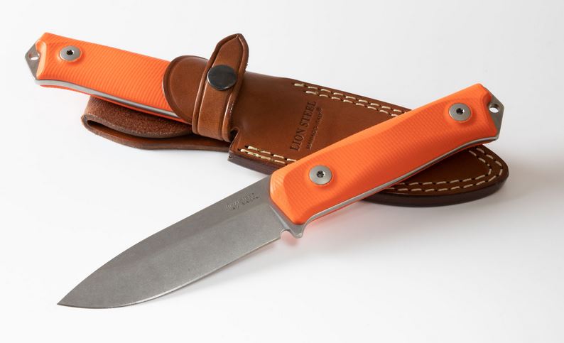 Lion Steel B41 GOR Fixed Blade Knife, Sleipner, G10 Orange, Leather Sheath - Click Image to Close