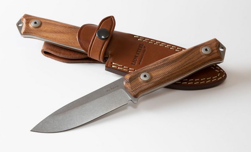 Lion Steel B41 ST Fixed Blade Knife, Sleipner, Santos Wood, Leather Sheath, B41 ST