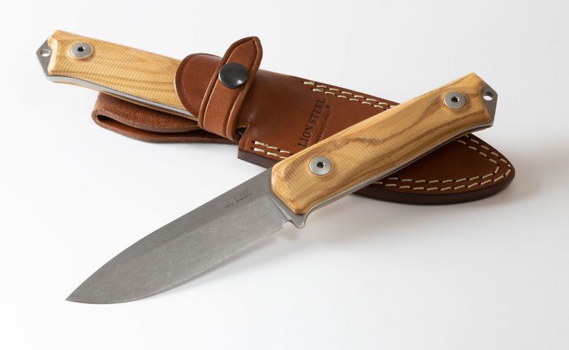 Lion Steel B41 UL Fixed Blade Knife, Sleipner, Olive Wood, Leather Sheath, B41 UL