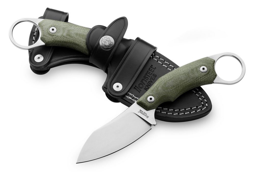 Lion Steel H1CVG Skinner M390 Fixed Blade, Micarta Green, Leather Sheath H1 CVG - Click Image to Close