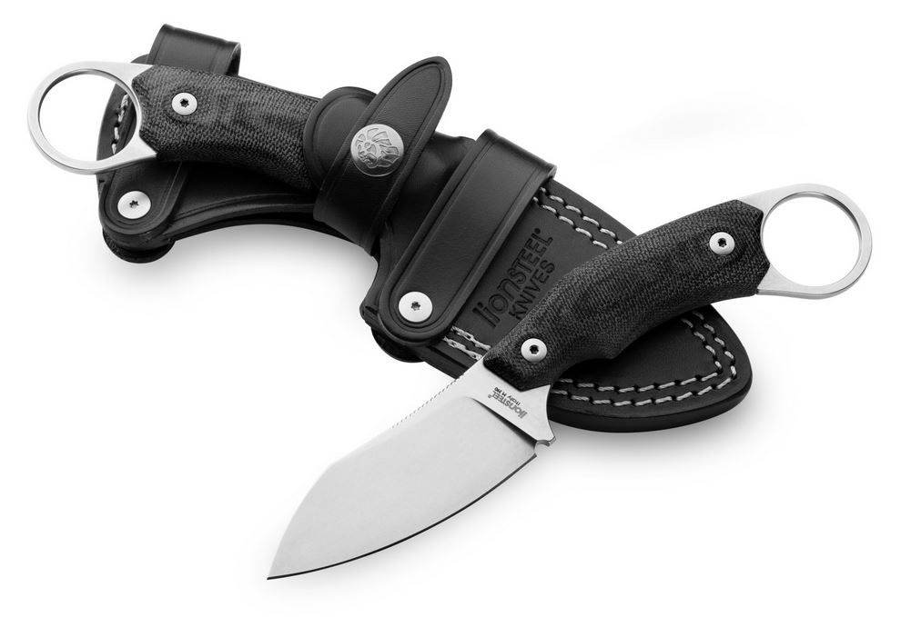 Lion Steel H1GBK Skinner M390 Fixed Blade, G10 Black, Leather Sheath, H1 GBK