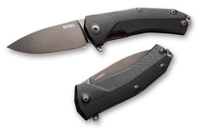 Lion Steel KUR BBK Flipper Folding Knife, Sleipner Black SW, G10 Black KUR BBK