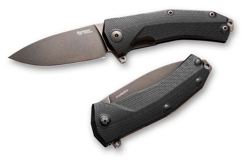 Lion Steel KUR Flipper Folding Knife, Sleipner Black SW, G10 Black - Click Image to Close