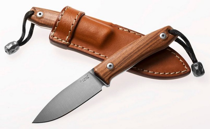 Lion Steel M1 Fixed Blade Knife, M390, Santos Wood, Leather Sheath, M1 ST