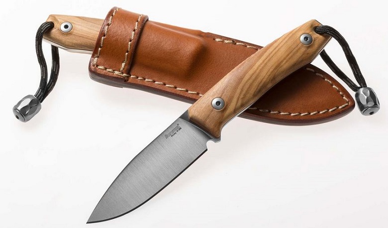 Lion Steel M1 Fixed Blade Knife, M390, Olive Wood, Leather Sheath, M1 UL