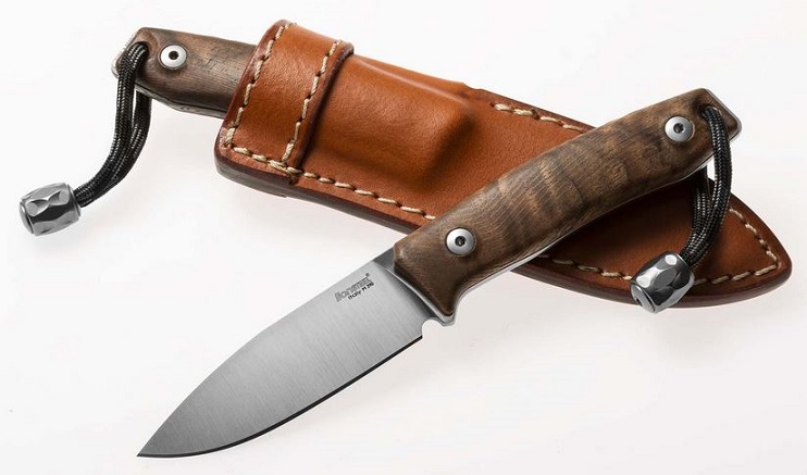 Lion Steel M1 Fixed Blade Knife, M390, Walnut Wood, Leather Sheath, M1 WN