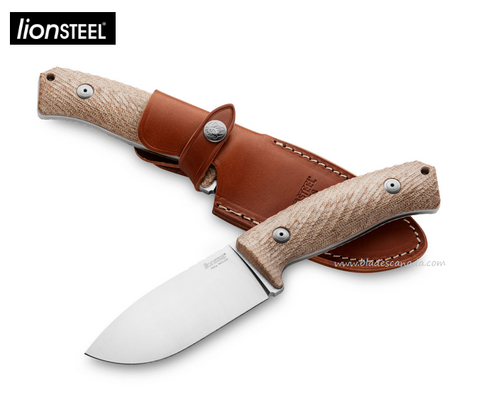 Lion Steel M3 CVN Fixed Blade Knife, Niolox Satin, Micarta Natural, Cordura Sheath