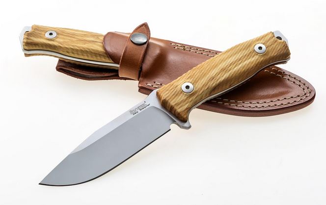 Lion Steel M5UL Fixed Blade Knife, Sleipner, Olive Wood, Leather Sheath