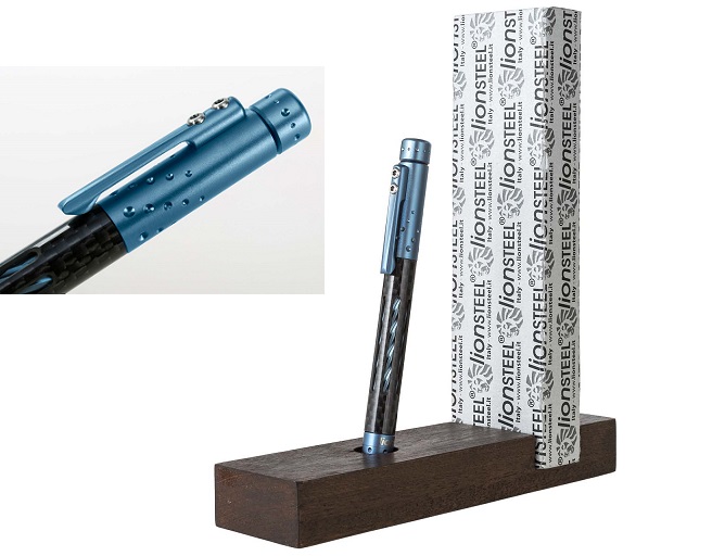 Lion Steel Nyala Pen, Carbon Fibre/Titanium Blue Matte, LSTNYFCBLM