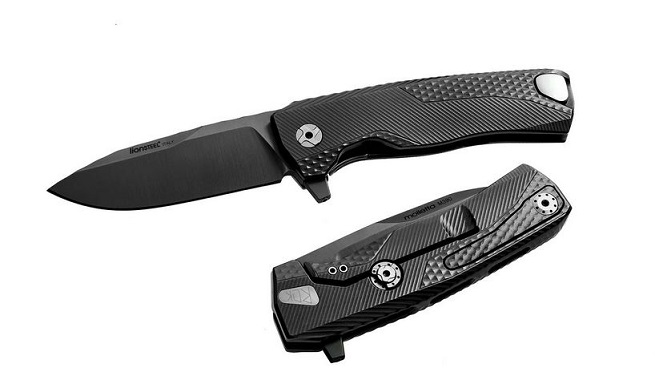 Lion Steel ROK A BB ROK Flipper Framelock Knife, M390 Black, Aluminum Black