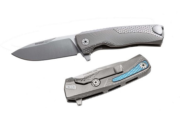 Lion Steel ROK G ROK Flipper Framelock Knife, M390 Satin, Titanium Grey