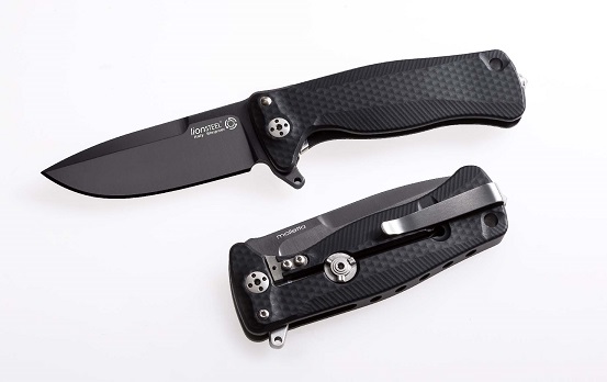 Lion Steel SR22A BB Flipper Framelock Knife, Sleipner Black, Aluminum Black