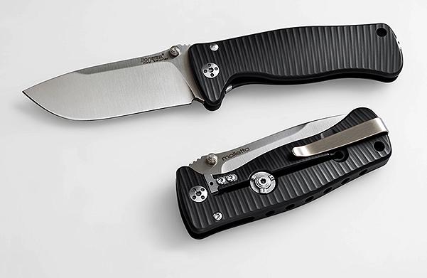 Lion Steel SR2 Mini Folding Knife, Sleipner Satin, Aluminium Black SR2A BS