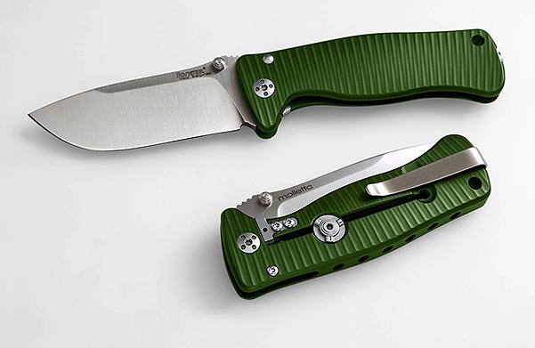 Lion Steel SR2 Mini Folding Knife, Sleipner Satin, Green Aluminium