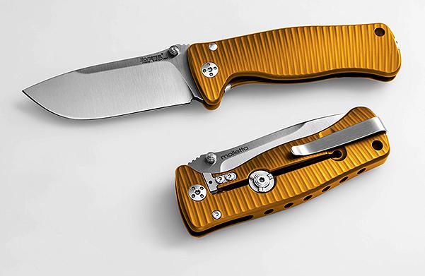 Lion Steel SR2 Mini Folding Knife, Sleipner Satin, Aluminium Orange