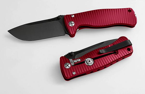 Lion Steel SR2 Mini Folding Knife, Sleipner Black, Red Aluminium