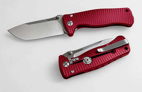 Lion Steel SR2 Mini Folding Knife, Sleipner Satin, Aluminium Red SR2A RS