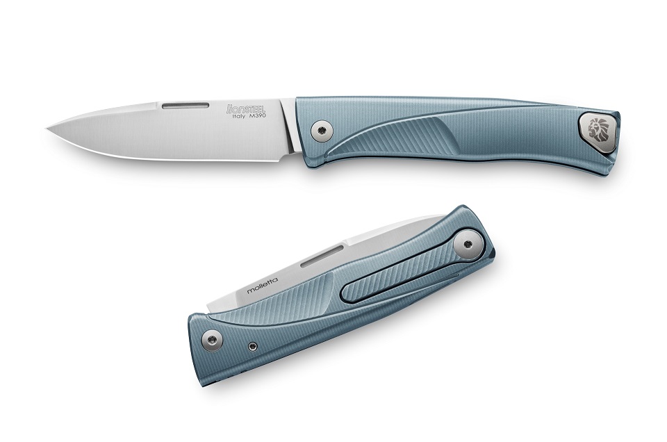 Lion Steel TL BL Thrill Slipjoint Folding Knife, M390, Titanium Blue