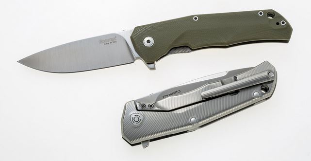 Lion Steel T.R.E. Flipper Framelock Knife, M390, G10 Green/Titanium