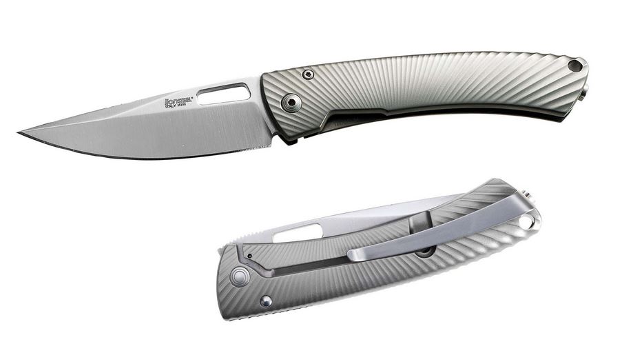 Lion Steel TS1GM Framelock Folding Knife, M390, Titanium Matte Grey