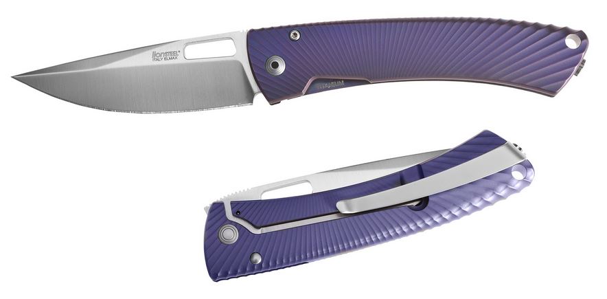 Lion Steel TS1VM Framelock Folding Knife, M390, Titanium Matte Purple
