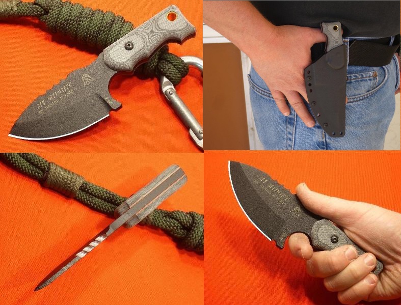 TOPS M1 Midget Fixed Blade Knife, 1095 Carbon, Micarta, Kydex Sheath, M1MGT01 - Click Image to Close