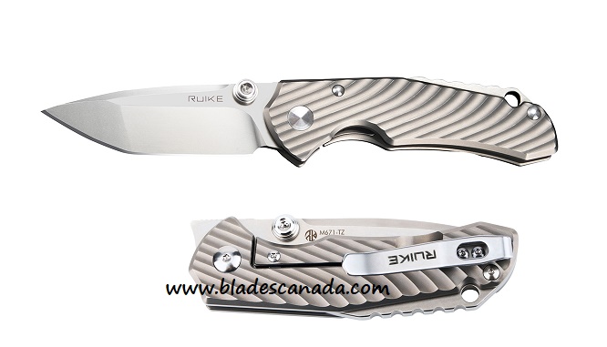 Ruike M671-TZ Front Flipper Framelock Knife, 154CM Beadblast, Titanium, M671-TZ
