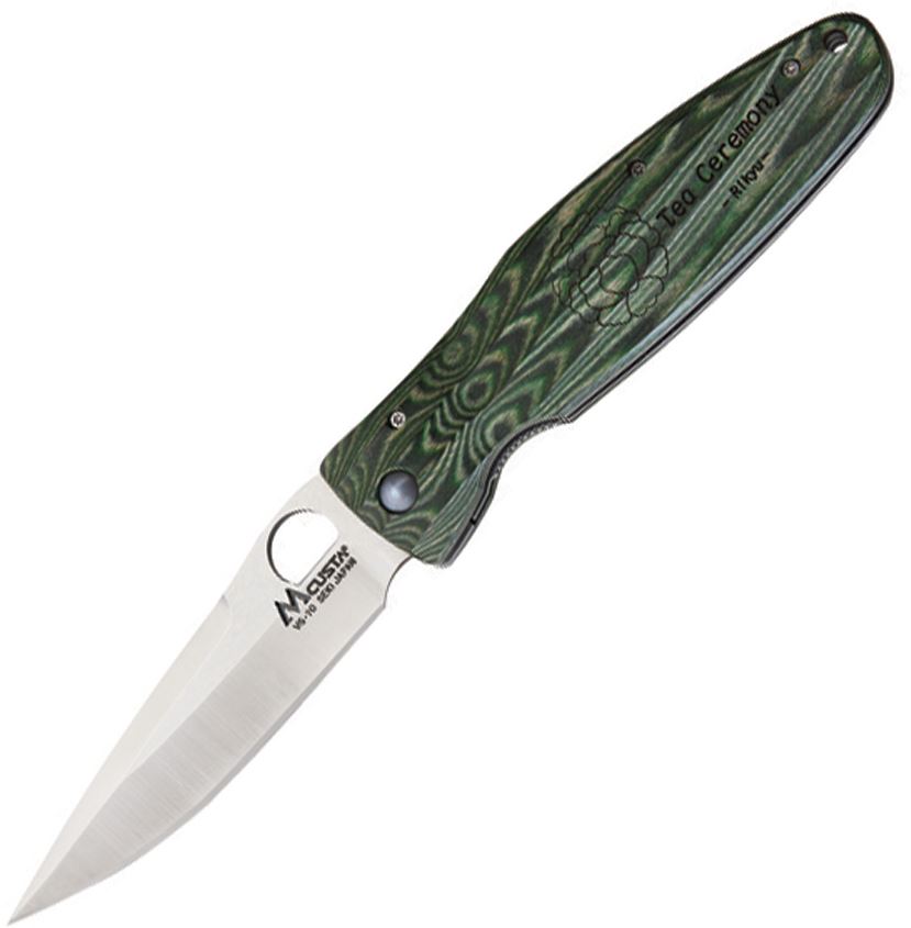 Mcusta Rikyu 'Tea Ceremony' Folding Knife, VG10, Wood Green/Black, MCU184