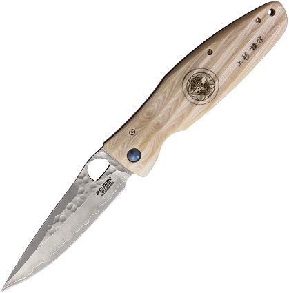 Mcusta Gunshin Folding Knife, SPG2 Steel, Micarta Ivory, MCU185G