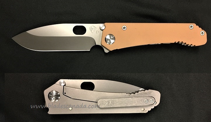 (Discontinued) Medford 187DP Deployment Folding Knife, D2 Drop Point Grey PVD, Ti/G10 Coyote