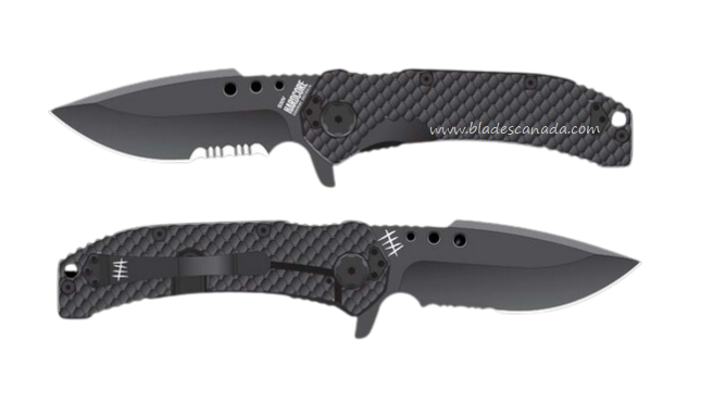 Halfbreed MILSPEC Flipper Framelock Knife, CPM S30V Black Partially Serrated, G10 Black, MILF-02PS