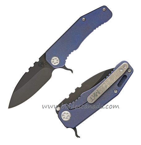 (Discontinued) Medford Deployment 187 Flipper Framelock Knife, D2 Black PVD, Titanium Blue Ano