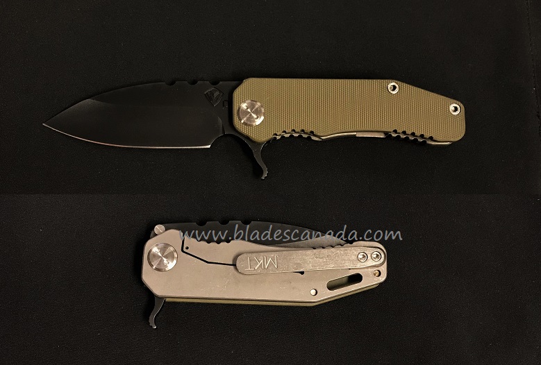 (Discontinued) Medford Deployment 187 Flipper Folding Knife, D2 Black PVD, Green OD G10